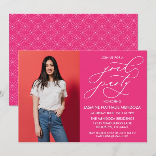 シンプル書道お洒落卒業招待状 招待状 (正面/裏面)