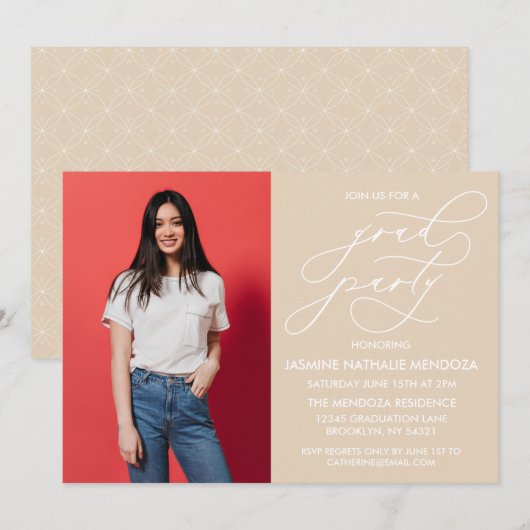 シンプル書道お洒落卒業招待状 招待状 (正面/裏面)