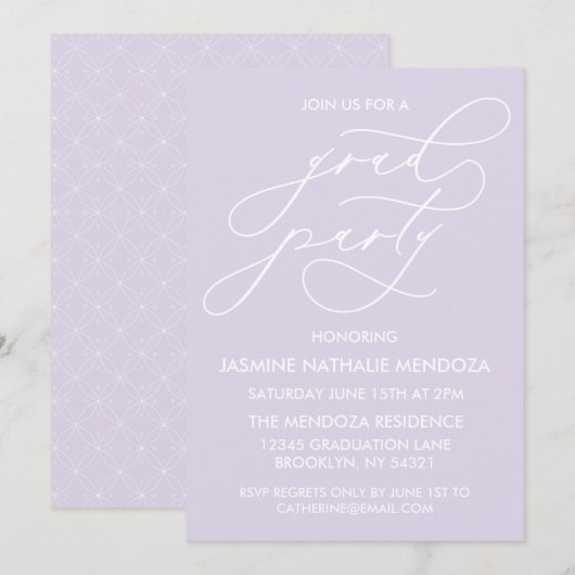 シンプル書道お洒落卒業招待状 招待状 (正面/裏面)