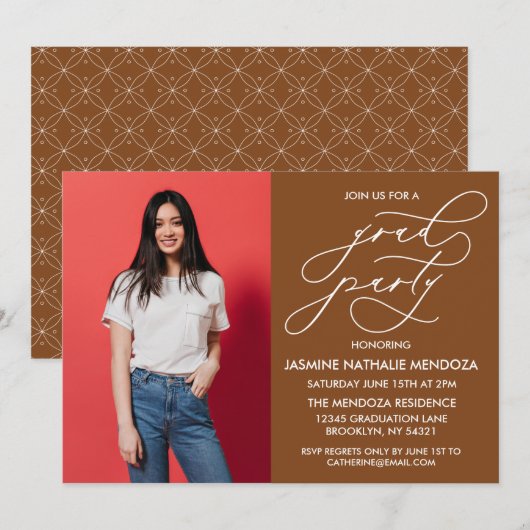 シンプル書道お洒落卒業招待状 招待状 (正面/裏面)