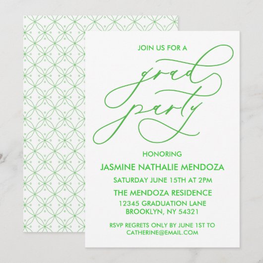 シンプル書道お洒落卒業招待状 招待状 (正面/裏面)