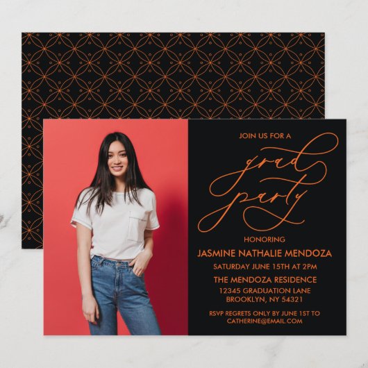 シンプル書道お洒落卒業招待状 招待状 (正面/裏面)