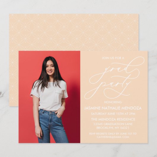 シンプル書道お洒落卒業招待状 招待状 (正面/裏面)