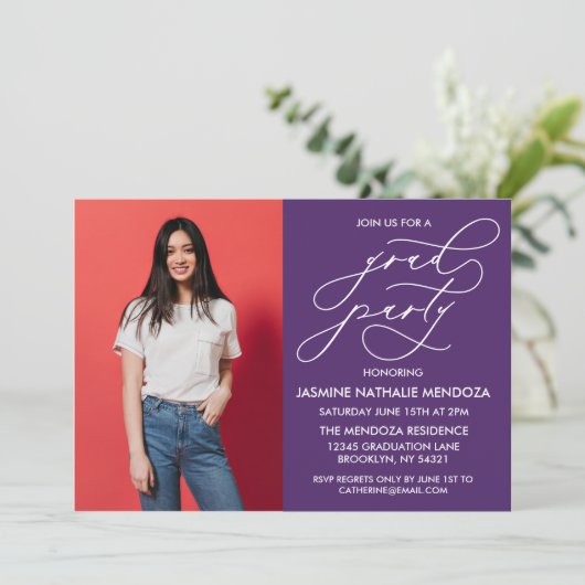 シンプル書道お洒落卒業招待状 招待状 (スタンド正面)