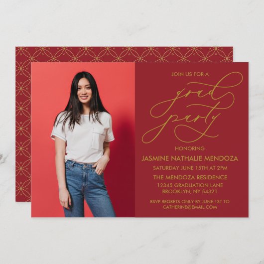 シンプル書道お洒落卒業招待状 招待状 (正面/裏面)