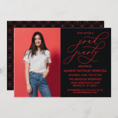 シンプル書道お洒落卒業招待状 招待状 (正面/裏面)