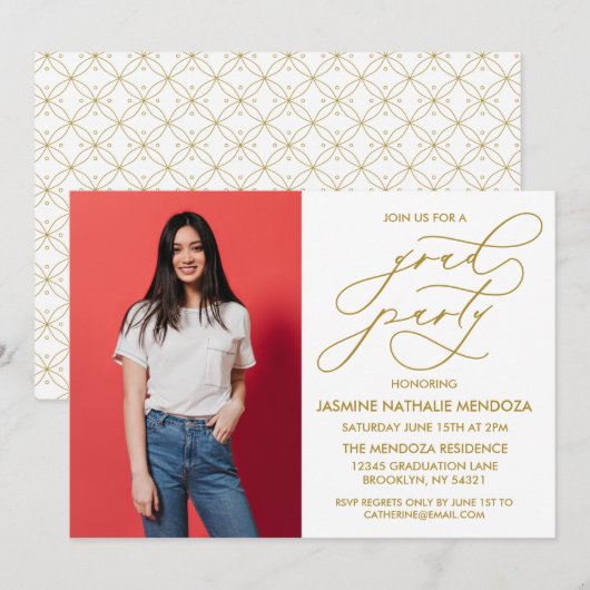 シンプル書道お洒落卒業招待状 招待状 (正面/裏面)