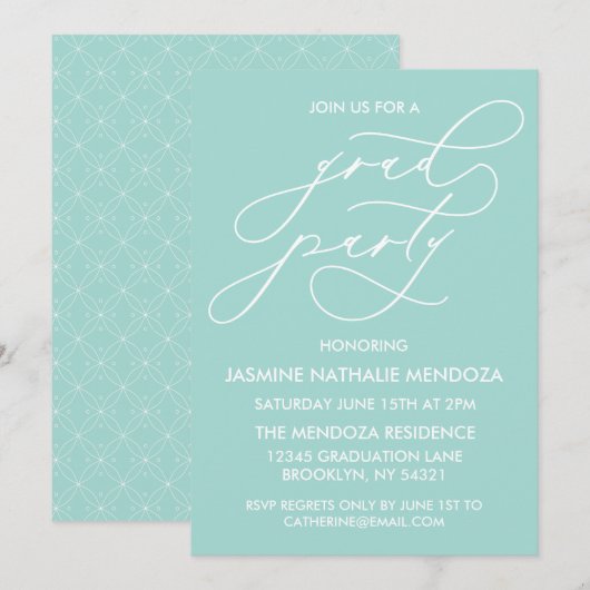 シンプル書道お洒落卒業招待状 招待状 (正面/裏面)