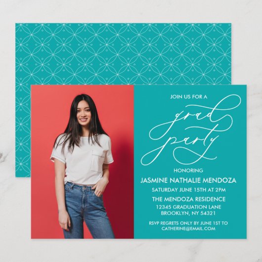 シンプル書道お洒落卒業招待状 招待状 (正面/裏面)