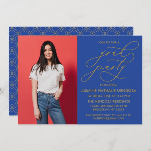 シンプル書道お洒落卒業招待状 招待状 (正面/裏面)