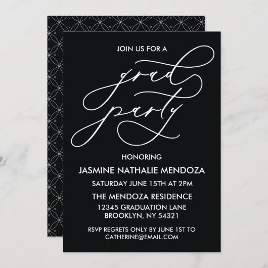 シンプル書道お洒落卒業招待状 招待状 (正面/裏面)