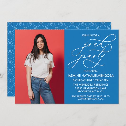 シンプル書道お洒落卒業招待状 招待状 (正面/裏面)