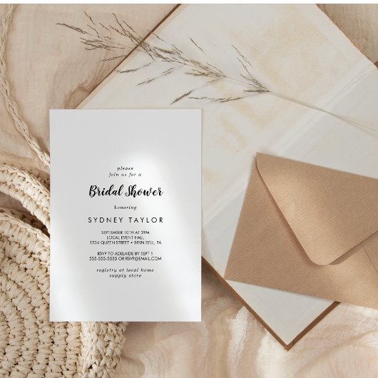 シンプル書道のブライダルシャワー招待 招待状