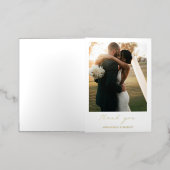 シンプル書道の写真結婚の金ゴールド 箔グリーティングカード (外側レイダウン)