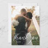 シンプル書道の写真結婚の サンキューカード (正面)