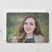 シンプル書道の卒業写真ありがとう サンキューカード (正面)