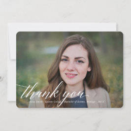 シンプル書道の卒業写真ありがとう サンキューカード