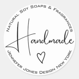 シンプル書道の白黒の手作りラベル ラウンドシール