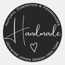 シンプル書道の白黒の手作りラベル ラウンドシール