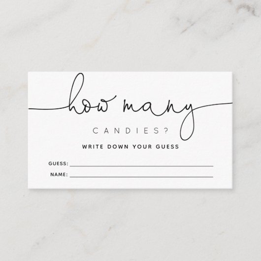 シンプル書道はキャンディーの数を推測 エンクロージャーカード (正面)
