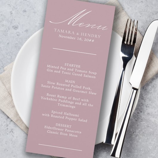 シンプル書道ほこりっぽいバラのメ結婚ニュー メニュー