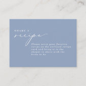 シンプル書道ほこりっぽいブルーブライダルシャワーレシピ エンクロージャーカード (正面)