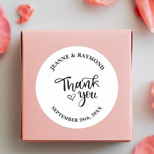 シンプル書道エレガントサンキュー結婚式の引き出物 ラウンドシール