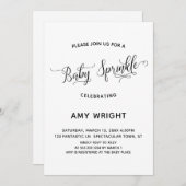 シンプル書道エレガントベビー散水 招待状 (正面/裏面)