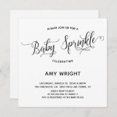 シンプル書道エレガントベビー散水 招待状 (正面/裏面)