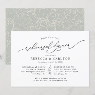 シンプル書道エレガントリハーサルディナー 招待状