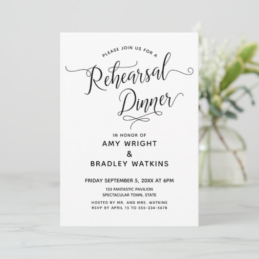シンプル書道エレガントリハーサルディナー 招待状 (スタンド正面)