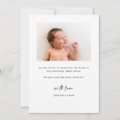 シンプル書道エレガント歓迎ベビー誕生 案内状 (裏面)