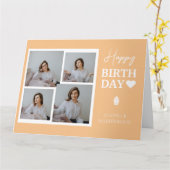 シンプル書道エレガント誕生日スタイリッシュ写真 カード (黄色い花)