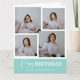 シンプル書道エレガント誕生日スタイリッシュ写真 カード