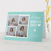 シンプル書道エレガント誕生日スタイリッシュ写真 カード (黄色い花)