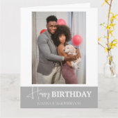 シンプル書道エレガント誕生日スタイリッシュ写真 カード (黄色い花)