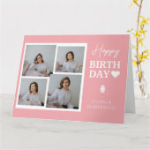 シンプル書道エレガント誕生日スタイリッシュ写真 カード (黄色い花)