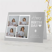 シンプル書道エレガント誕生日スタイリッシュ写真 カード (黄色い花)