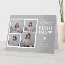 シンプル書道エレガント誕生日スタイリッシュ写真 カード