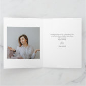 シンプル書道エレガント誕生日スタイリッシュ写真 カード (内部)