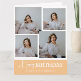 シンプル書道エレガント誕生日スタイリッシュ写真 カード