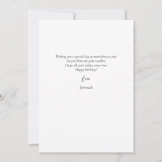 シンプル書道エレガント誕生日スタイリッシュ写真 カード (裏面)