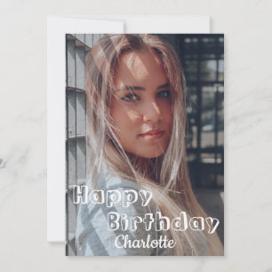 シンプル書道エレガント誕生日スタイリッシュ写真 カード
