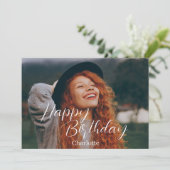 シンプル書道エレガント誕生日スタイリッシュ写真 カード (スタンド正面)