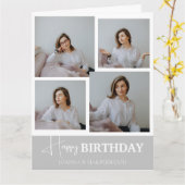 シンプル書道エレガント誕生日スタイリッシュ写真 カード (黄色い花)