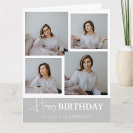 シンプル書道エレガント誕生日スタイリッシュ写真 カード