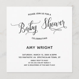シンプル書道エレガント赤ちゃんシャワー 招待状