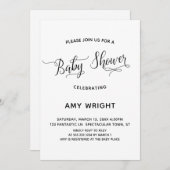 シンプル書道エレガント赤ちゃんシャワー 招待状 (正面/裏面)