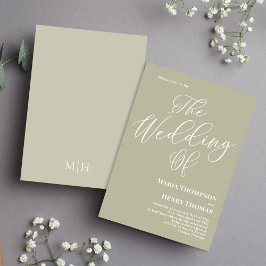 シンプル書道スクリプエレガントトSage Green 招待状