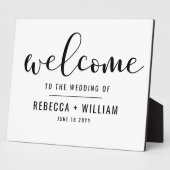 シンプル書道スクリプト歓迎結婚の フォトプラーク (側面)